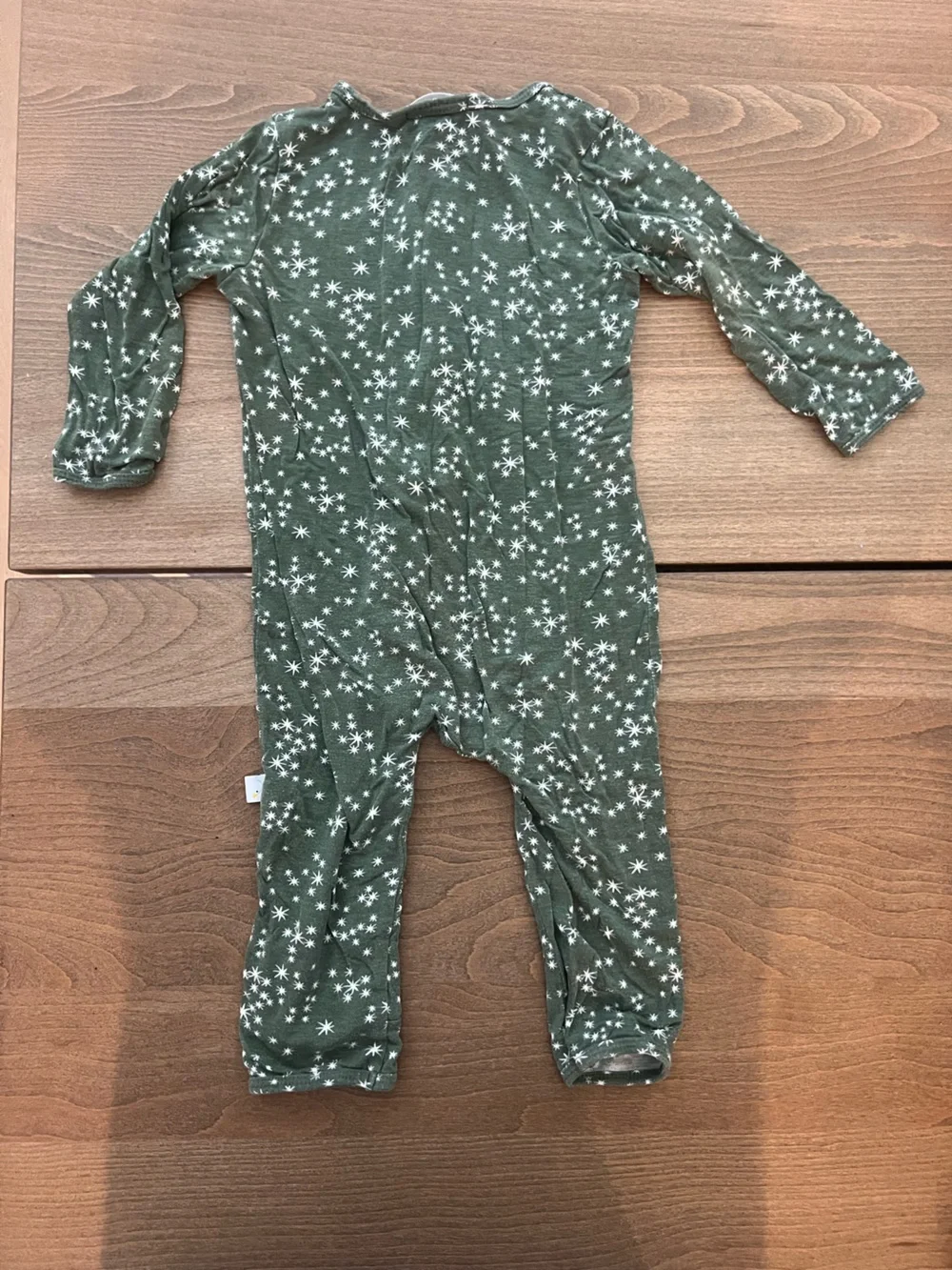 Green Star-Print Baby One-Piece Romper